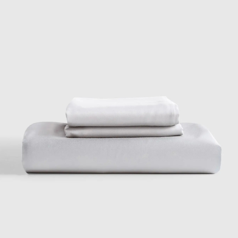NWOT! Quince Organic Bamboo Gray Fitted Sheet & 1 Pillowcase! Twin (652)(READ)